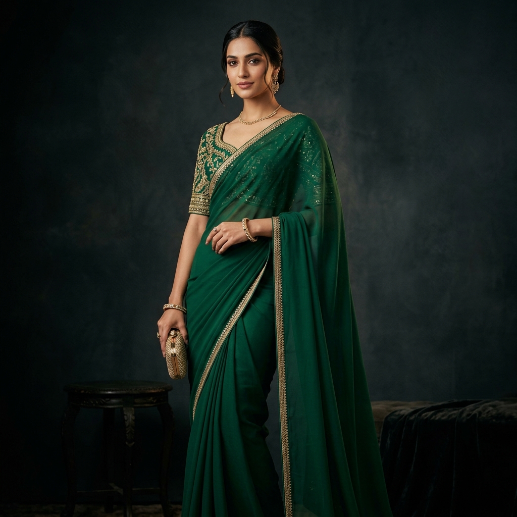 New Stylish Georgette Zari Saree